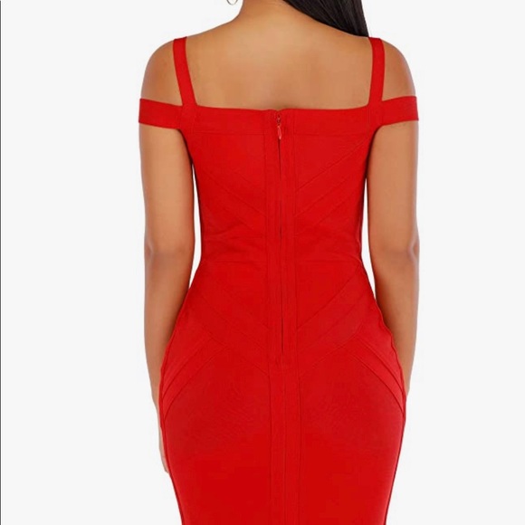 NWOT ADYCE Off Shoulder Bodycon Bandage Red Dress - Picture 10 of 13